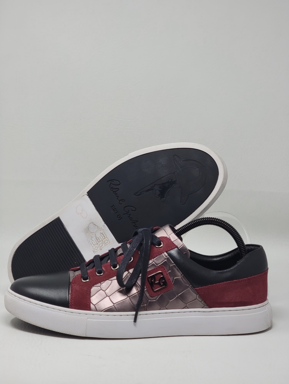 Robert Graham Sneaker Men's Size 9.5 Multicolor Leather Casual Shoes Pre-owned